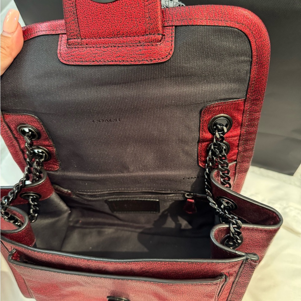 Coach Red metallic Leather Women's Bag - Picture 11 of 16